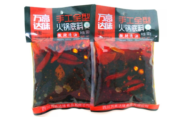 四川手工全型麻辣清油微辣火鍋底料500g