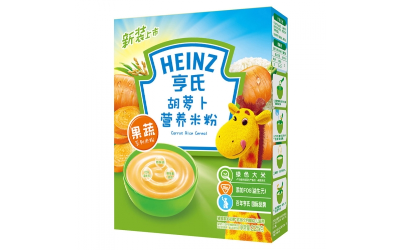 亨氏 (Heinz) 1段 嬰幼兒輔食 胡蘿卜含維生素 寶寶米粉米糊 225g (輔食添加初期-36個月適用)