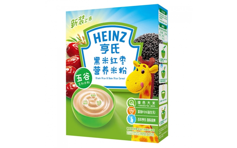 亨氏（Heinz）1段 嬰幼兒輔食 黑米紅棗 寶寶米粉米糊 225g （輔食添加初期-36個月使用）