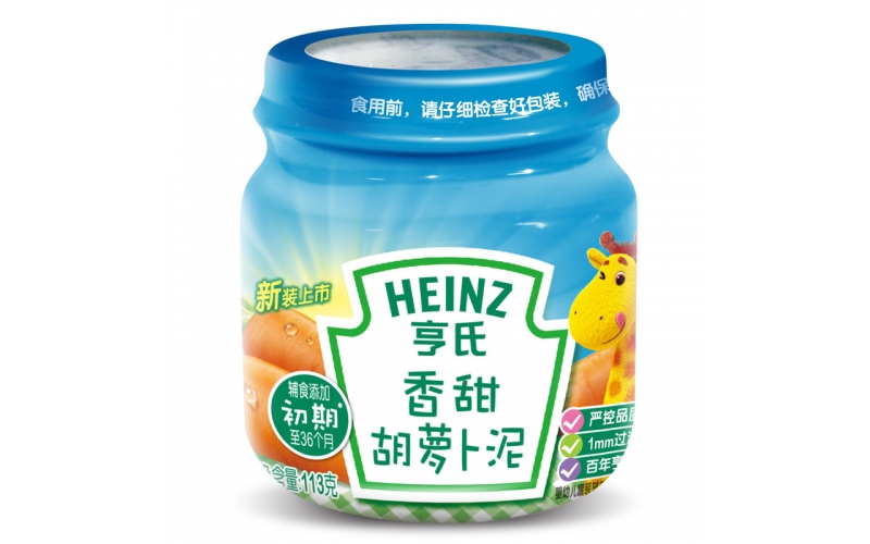 亨氏（Heinz） 嬰兒佐餐泥寶寶營養(yǎng)輔食兒童果泥肉泥 香甜胡蘿卜泥113g 正品保障