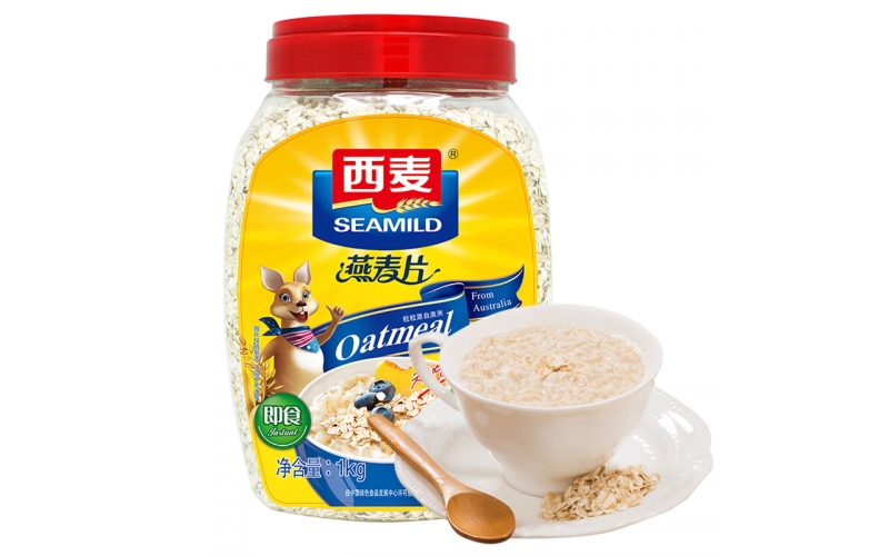 西麥 燕麥片 無添加蔗糖 營養(yǎng)早餐食品牛奶好搭檔 即食 谷物代餐麥片1000g（桶裝）