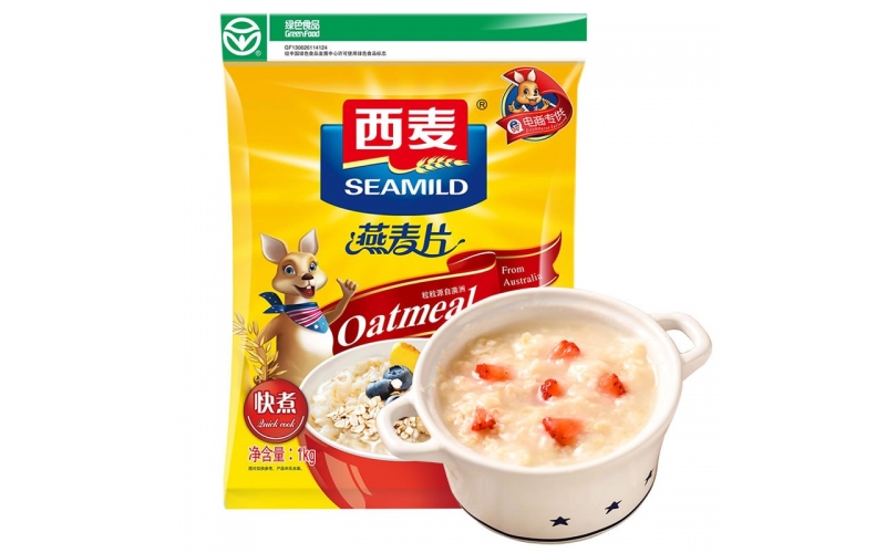 西麥 燕麥片 無添加蔗糖 營養(yǎng)早餐食品牛奶好搭檔 快熟 超值谷物代餐麥片1000g袋裝