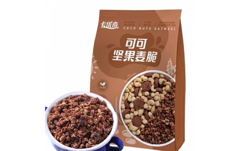 智力卡優(yōu)奇可可堅果麥脆300g免煮學生營養(yǎng)早餐即食干吃燕麥代餐